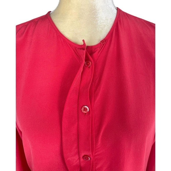 Equipment Kenley Silk Flare Sleeve Blouse Red Medium Classy Sophisticated Casual - Picture 4 of 12